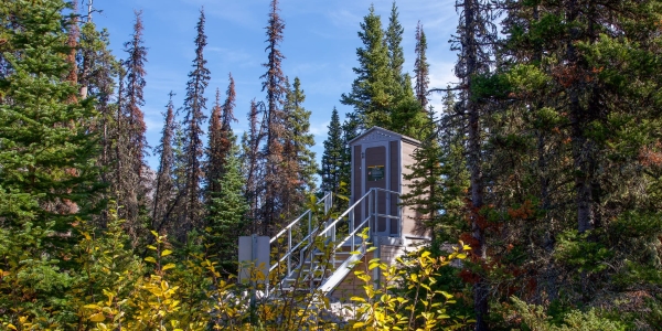 Wishbone John Regular Outhouse 2 at Point Backcountry Campground in Alberta